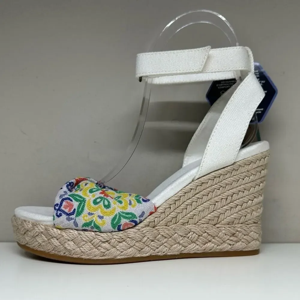 NWOB | TOMS | Marisela Wedge Sandal | White Mediterranean | Size 5